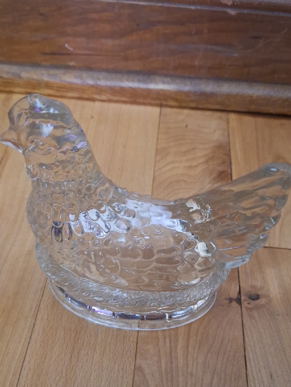 Clear Glass Hen on Nest Figurine